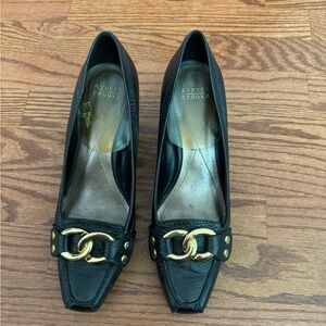 Audrey Brooke black leather shoes Mary Jane Heel Size 6,5